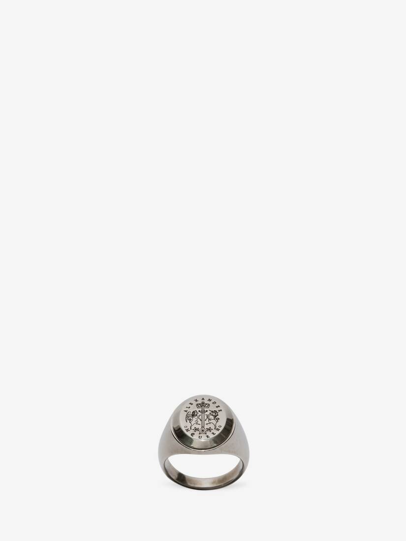 Anillos Alexander McQueen Signet Hombre - Plateados - Mexico 751-JWLVQB